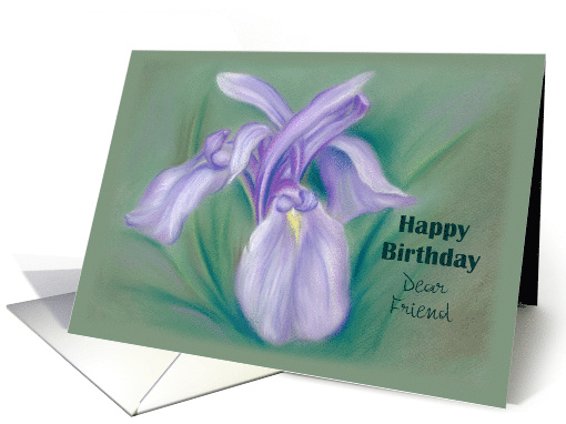 Custom Friend Birthday Purple Iris Pastel Art card (1513780)