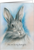 Custom Thinking of You Gray Bunny Rabbit Pastel Art card