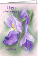 Custom Date Wedding Anniversary Purple Wisteria Floral card