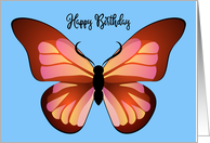 Happy Birthday Pink and Orange Butterfly Graphic card