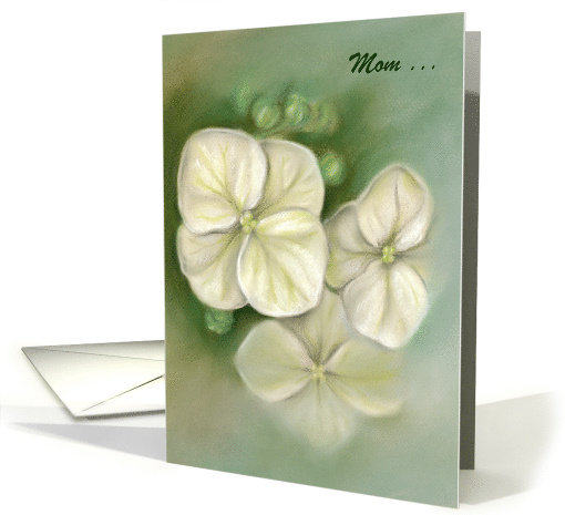 Personalized Mothers Day White Hydrangea Pastel for Mom card