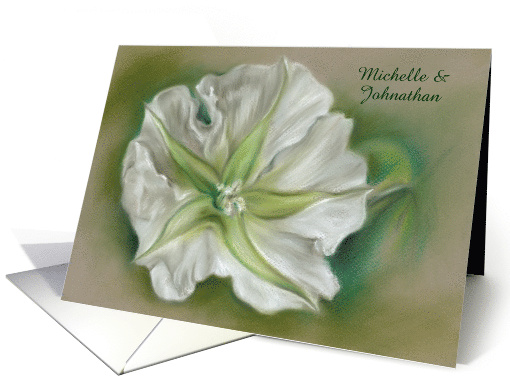 Personalized Names Marriage Announcement White Moonflower Pastel card