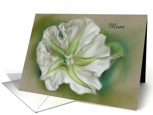 Personalized Mothers Day for Mom White Moonflower Pastel card