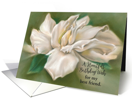 Custom Best Friend Birthday Wish White Gardenia Pastel card (1526882)