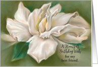 Custom Best Friend Birthday Wish White Gardenia Pastel card