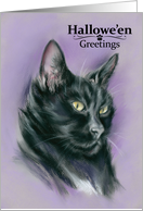 Halloween Greetings Black Cat Art card