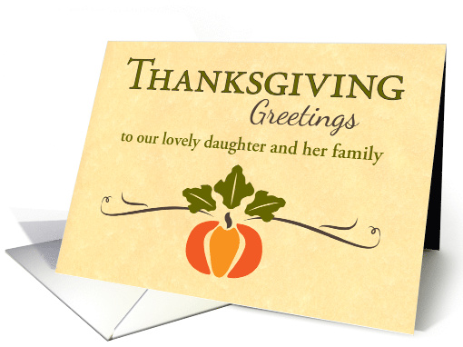 Custom Relative Daughter and Family Thanksgiving Pumpkin and Vine card