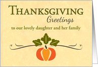 Custom Relative Daughter and Family Thanksgiving Pumpkin and Vine card