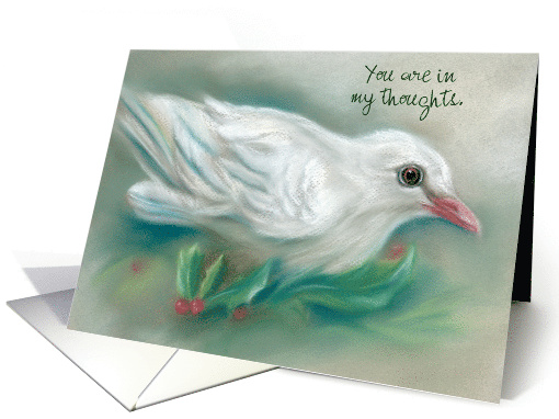Custom Thinking of You Winter White Dove in Holly card (1536324)