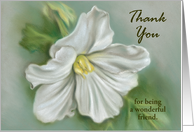 Custom Thank You Friend White Begonia Flower Pastel Art card
