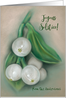 Personalized Name Solstice Mistletoe Berries Pastel Art Anderson card