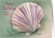 Custom Beach Birthday Scallop Shell and Pine Pastel Art card