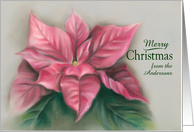 Personalized From Name Christmas Pink Poinsettia Art Anderson card