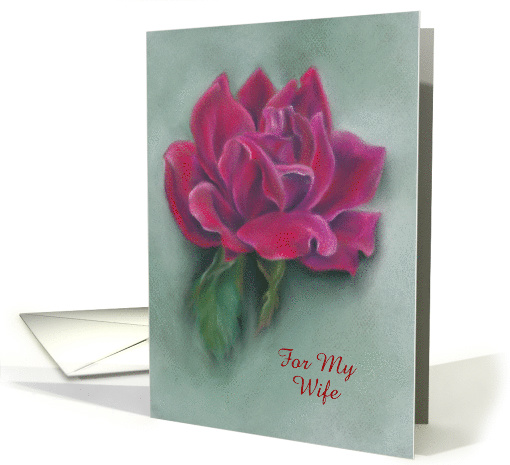 Custom Wedding Anniversary for Wife Red Rose Pastel Art card (1549848)