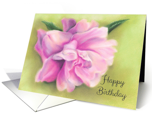 Happy Birthday Pink Camellia Flower Pastel Art card (1554444)