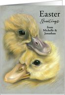 Personalized From Couple Easter Greetings Duckling Pair Pastel card