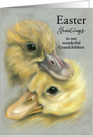 Custom Easter Greetings for Relative Grandchildren Cute Duckling Art card