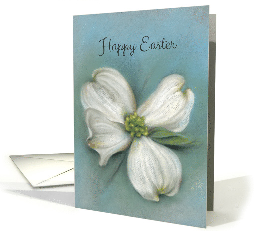 Happy Easter White Dogwood Spring Floral Pastel Artwork card (1561986)
