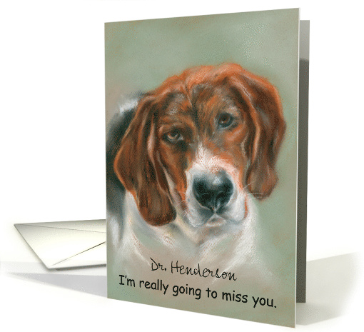 Personalized Goodbye Veterinarian Basset Hound Dog Pastel Art card
