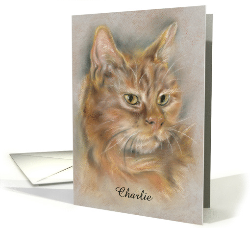 Personalized Name Sympathy for Loss of Cat Pastel Tabby Art card