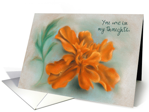 Custom Thinking of You Orange Marigold Pastel Art card (1566908)