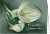 Personalized Names Marriage Congratulations White Calla Lilies Pastel card