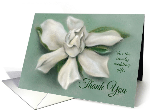 Custom Thank You for Wedding Gift Gardenia White Floral Art card