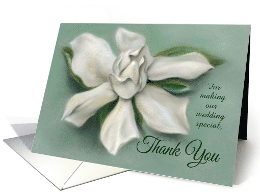Custom Wedding Participant Thank You Gardenia White Floral Art card