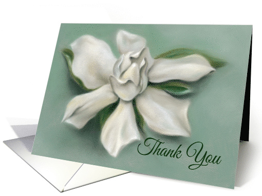 Thank You Gardenia White Floral Pastel Artwork card (1570764)
