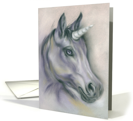 Friendship Unicorn Rare Mythical Creature Portrait Pastel Artwork card