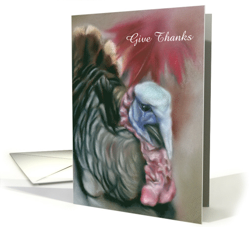 Give Thanks Custom Thanksgiving Turkey Autumn Maple Leaf Pastel card