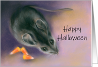 Happy Halloween Mouse with Candy Corn Pastel Artwork card