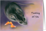 Custom Thinking of You Sweet Mouse with Candy Corn Pastel Animal Art card