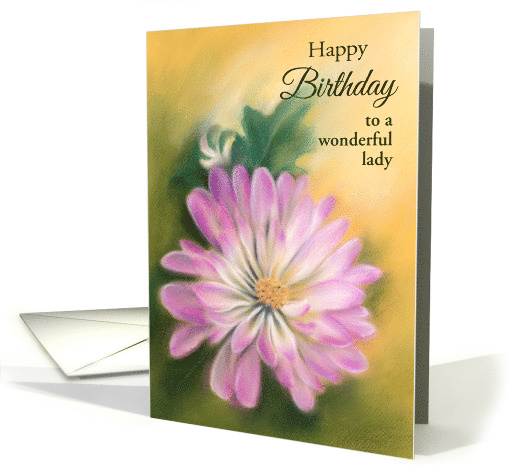 Custom Birthday for Her Pink and White Chrysanthemum Floral card