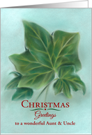 Christmas Green Ivy Leaves Pastel Personalized Relative Aunt Uncle card