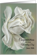 White Rose Custom Date Wedding Congratulations card