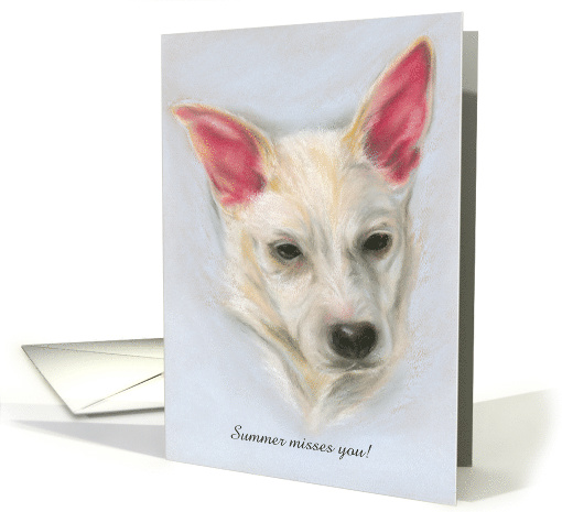 Custom Missing You Carolina Dog Pastel Pet Artwork card (1583420)