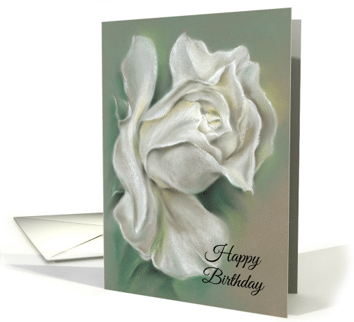 White Rose Pastel Art Happy Birthday card (1583444)