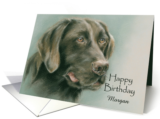 Birthday Chocolate Labrador Retriever Dog Personalized Name M card