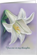 White Easter Lily on Purple Pastel Artwork Custom Thinking of You card