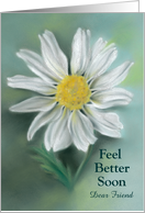 White Daisy Pastel Flower Artwork Personalized Feel Better Soon Friend card