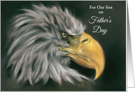 Custom Fathers Day for Relative Son Dramatic Bald Eagle Pastel Art card