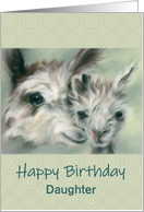Custom Relative Daughter Birthday Alpacas Portrait Parent and Child card