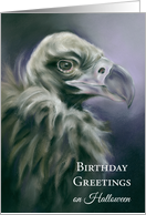 Birthday on Halloween Spooky Vulture Bird Portrait Artwork card