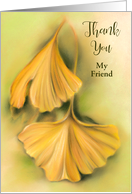 Personalized Thank You Friend Autumn Ginkgo Yellow Leaves Pastel card