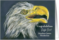 Personalized Name Eagle Scout Congratulations Bald Eagle Profile Art card