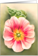 Any Occasion Pink and Red Primrose with Leaf Pastel Art Blank card
