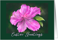 Easter Greetings Vivid Pink Azalea Flower Pastel Art card