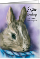 Custom Easter for Relative Granddaughter Bunny in a Blue Basket Pastel card