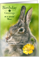 Personalized Relative Birthday for Niece Bunny Rabbit Buttercup Pastel card